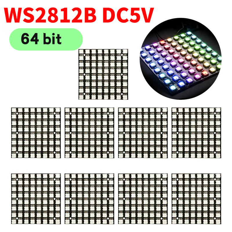 1-5 chiếc 8x8 WS2812B RGB LED Matrix 64-Bit Lập trình 5V cho Arduino cho ESP32 Raspberry Pi