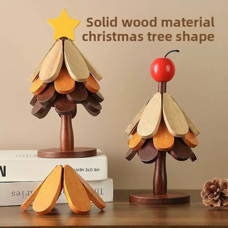 Gỗ Cây Coaster Chịu Nhiệt Bàn Thảm Xmas Cây Trang Trí Nhiều Lớp Chống Bỏng Cốc Pad Decorasyon Mesa K