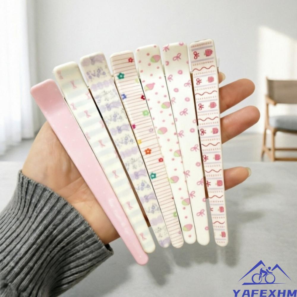 Phụ Nữ Hoạt Hình Dễ Thương-Print Dài Thẳng-Across Nổ Bên hông Kẹp Mỏ Vịt