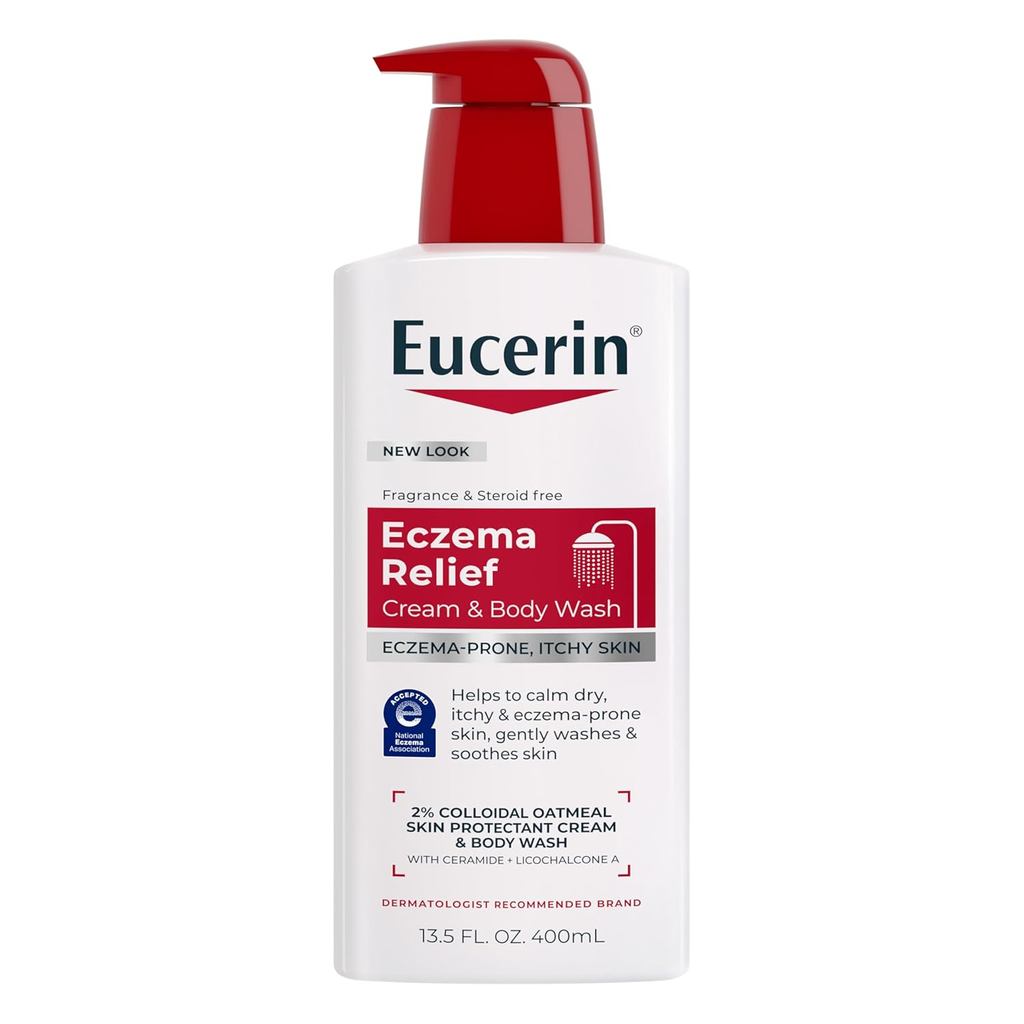 Kem giảm đau chàm Eucerin và nước rửa toàn thân, Bột yến mạch dạng co giãn, Nước rửa toàn thân Eczem