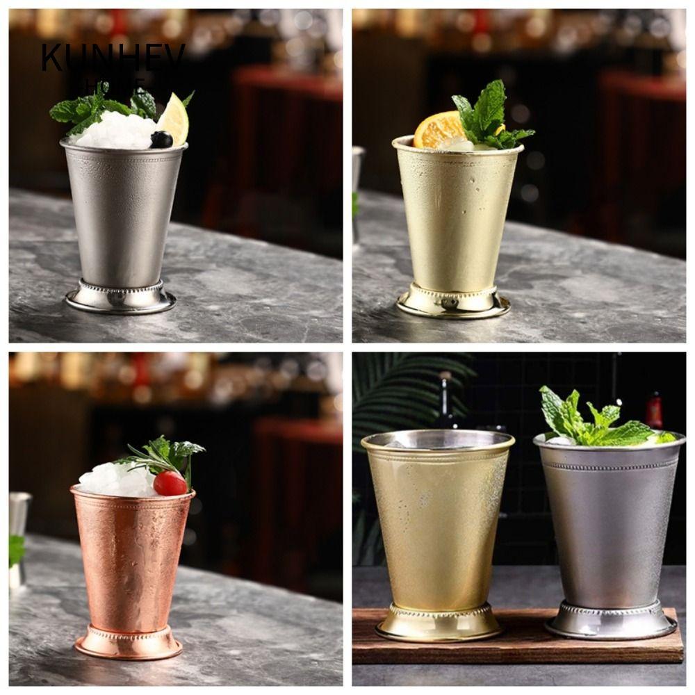 KUNHEV Cán Bạc Hà Julep Cup, Cốc Cocktail Inox Bạc, Vàng 350ml Mojito Cocktail Kính Nhà Bếp