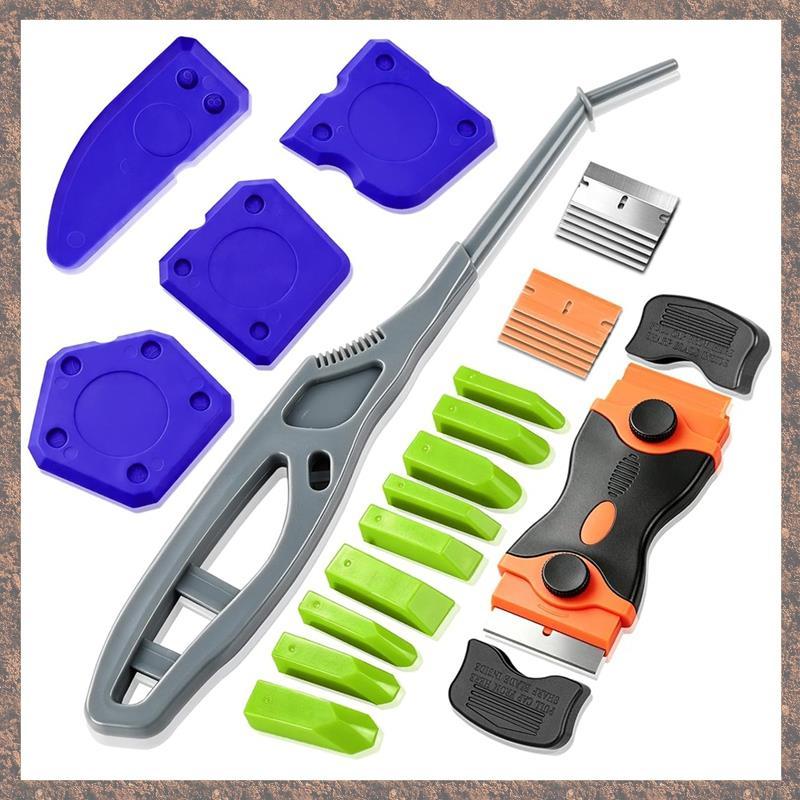 Bộ 16 Dụng Cụ Làm Sạch Caulk Công Cụ Hoàn Thiện Hai Cấp Dụng Cụ Tẩy Caulk, Dụng Cụ Làm Mịn Caulk Cho