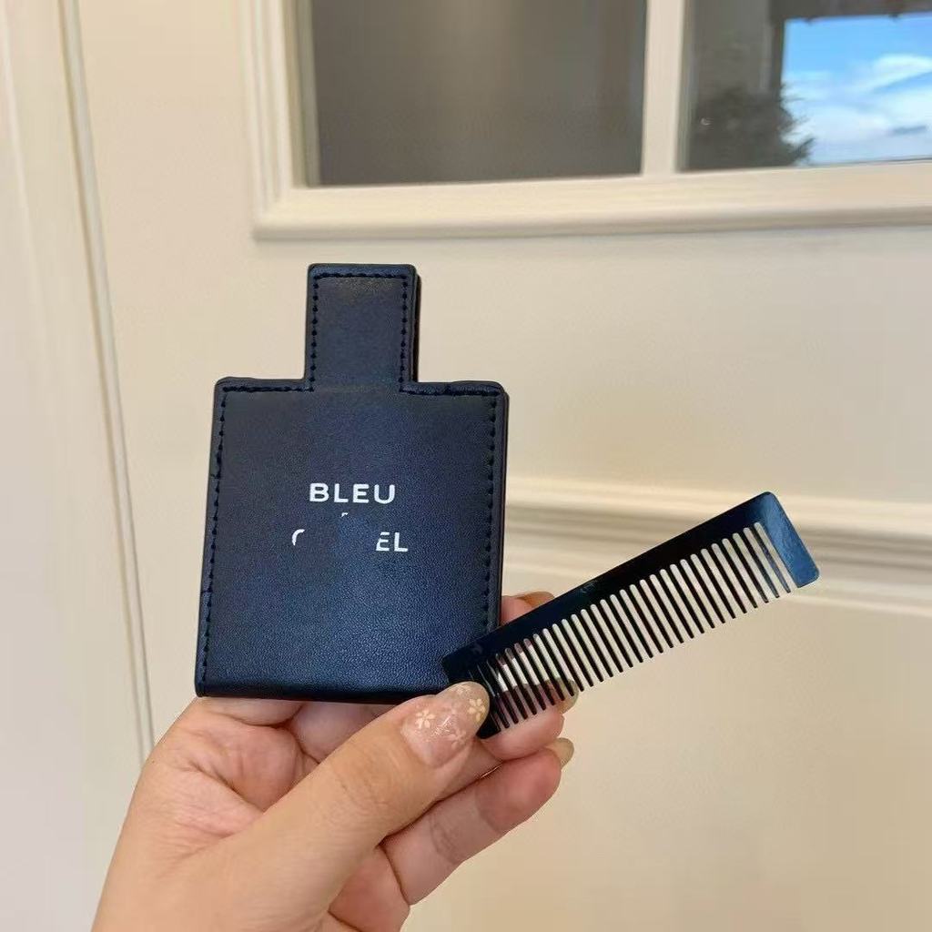 EZ3S Blue compact mirror and comb set for makeup, portable makeup mirror and small comb set