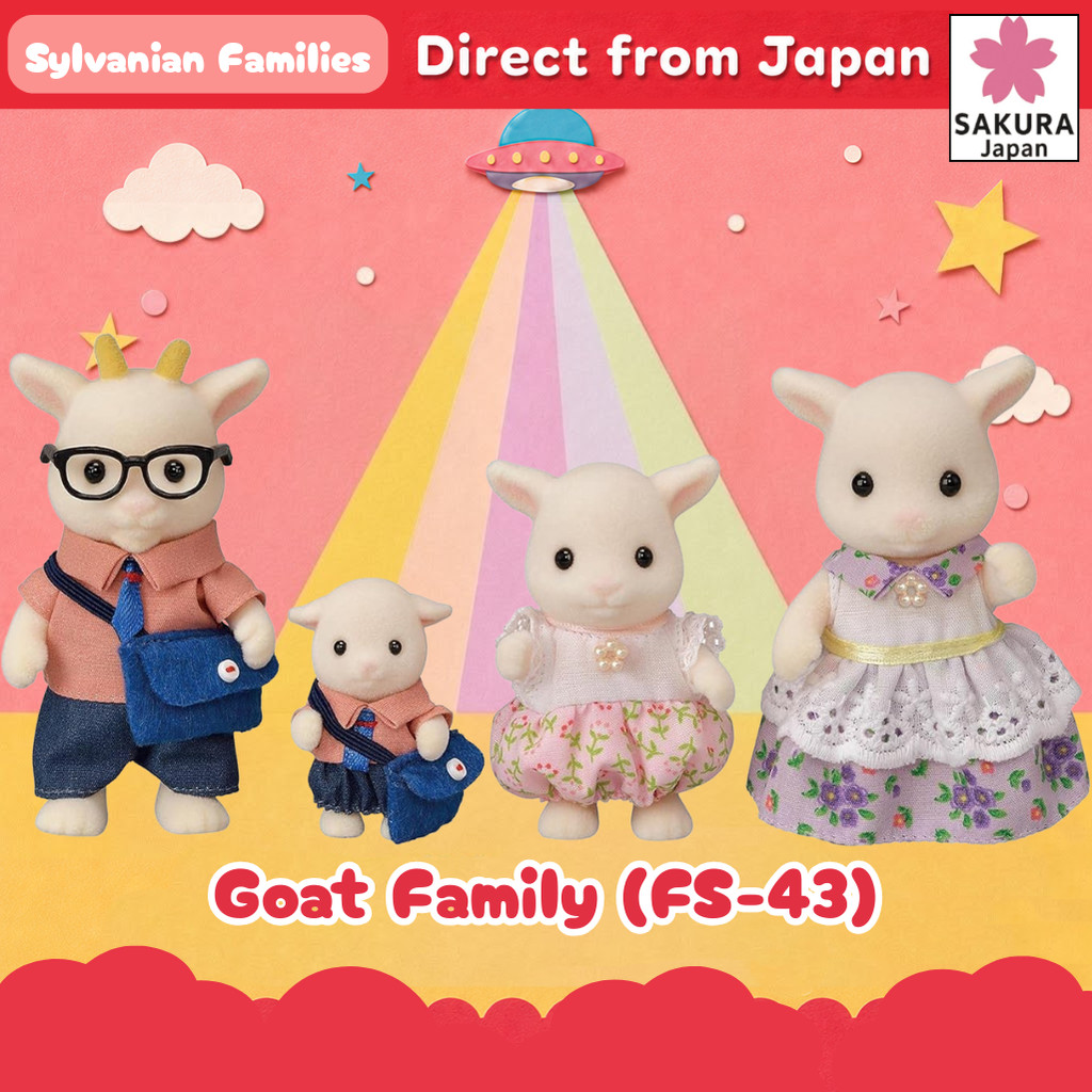 Sylvanian Families Doll: Goat Family (FS-43) ST Mark Certified, Ages 3 and up, Toy Dollhouse, Epoch 