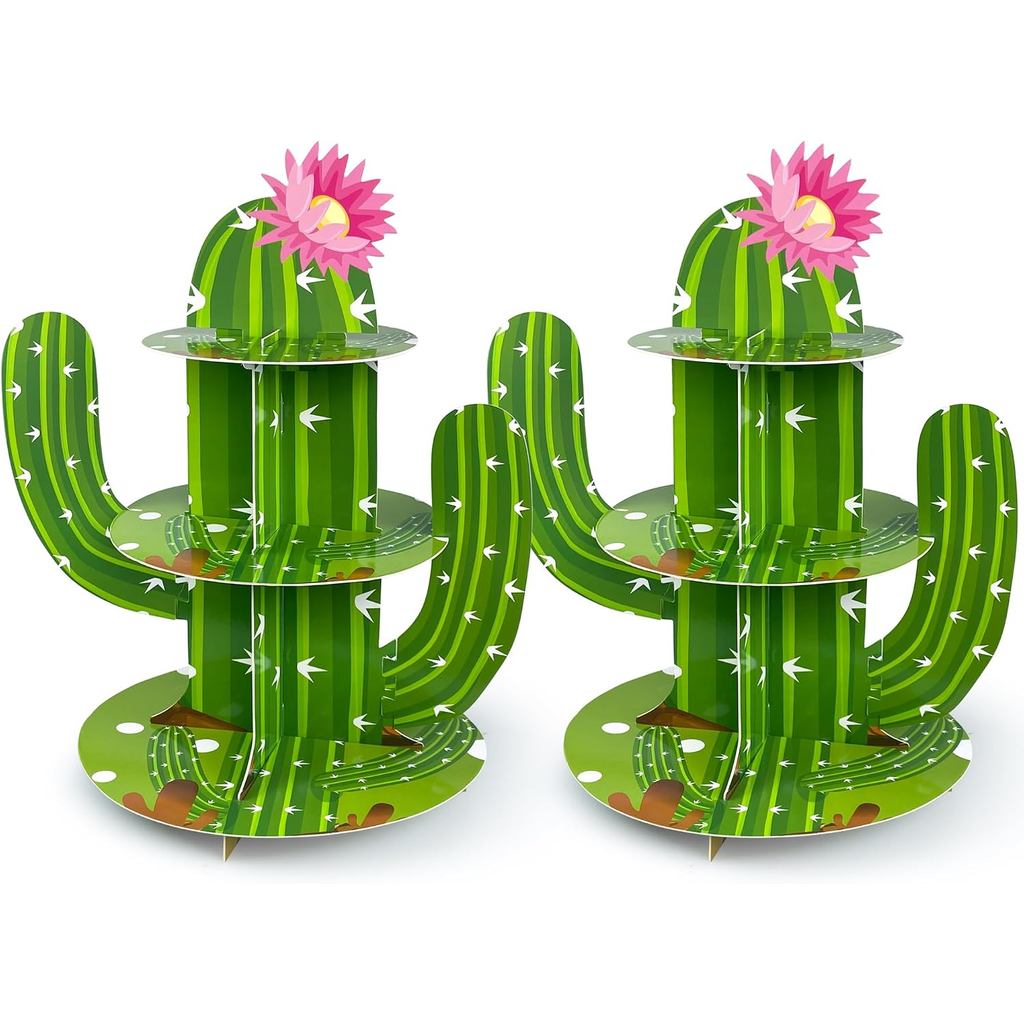 2 Chiếc Xương Rồng Cupcake Đứng 3 Tầng Phong Cách Mexico Tông Cupcake Giá Đỡ Cho Tiệc Fiesta Tiếp Li