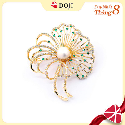 Trâm Cài Áo Hình Hoa Uốn Lượn Sang Trọng Đính Đá Cao Cấp - DOJI