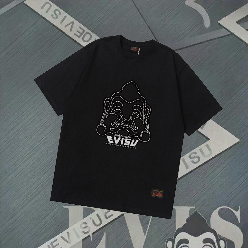 Áo thun Evisu / Áo thun Evisu Nam Nữ Áo thun in hình Áo ngắn tay hàng đầu Thương hiệu đơn giản 96QM