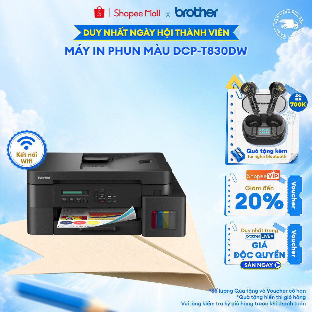 Brother DCP-T830dw - Máy In Phun Màu Đa Năng, In Ấn Tiết Kiệm