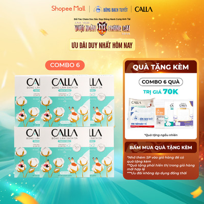 Combo 6 Hộp Bông Tẩy trang làm sạch da Calla Sạch Sâu 150 miếng/hộp