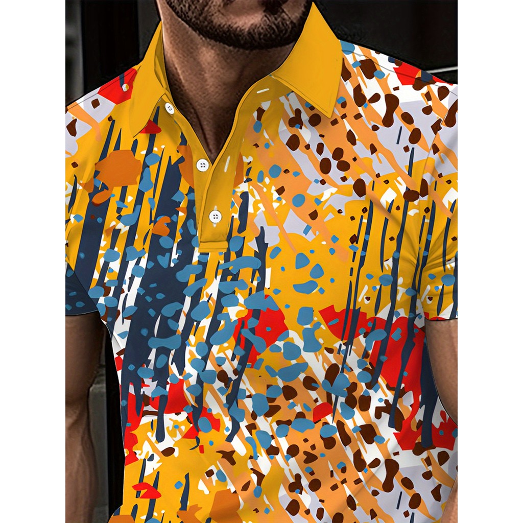Dopamine Stitching Pattern Plus Size Quần áo nam tay ngắn