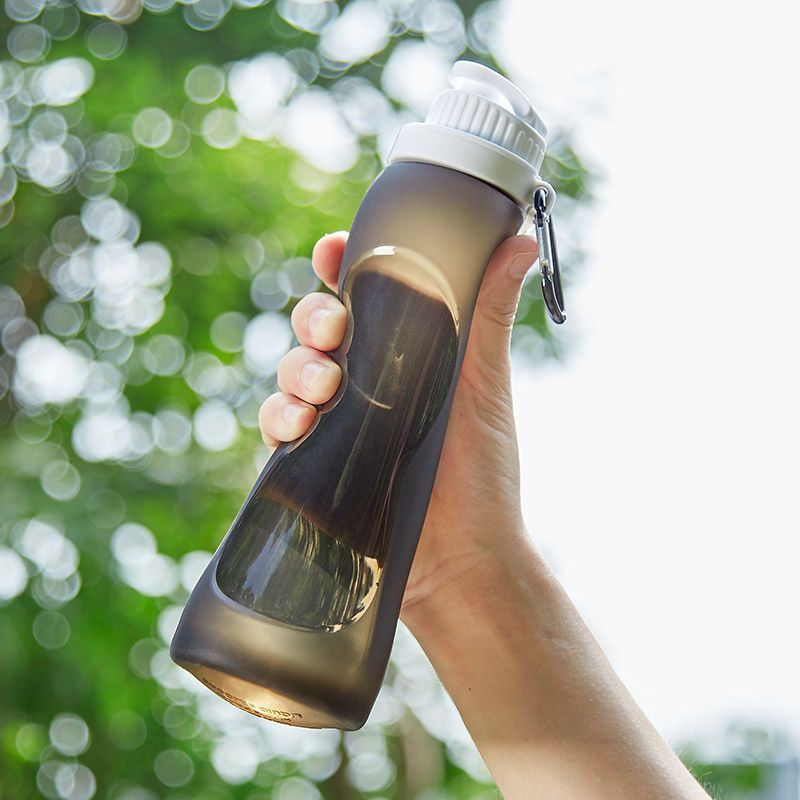 Personalized fitness red portable trendy food-grade new silicone creative travel cup water bottle12y