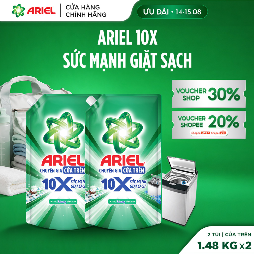[LIVE]  Combo 2 Nước Giặt Ariel 10X Cửa Trên 1.48KG