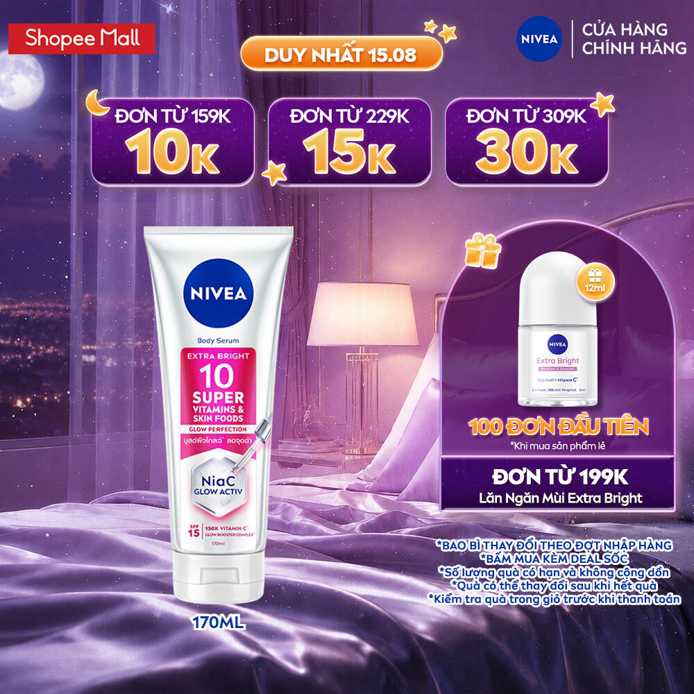 Serum Dưỡng Thể NIVEA 10 Super Vitamins & Skin Foods Sáng Da Mờ Thâm Sau 5 Ngày 170ml / Kem Body / D