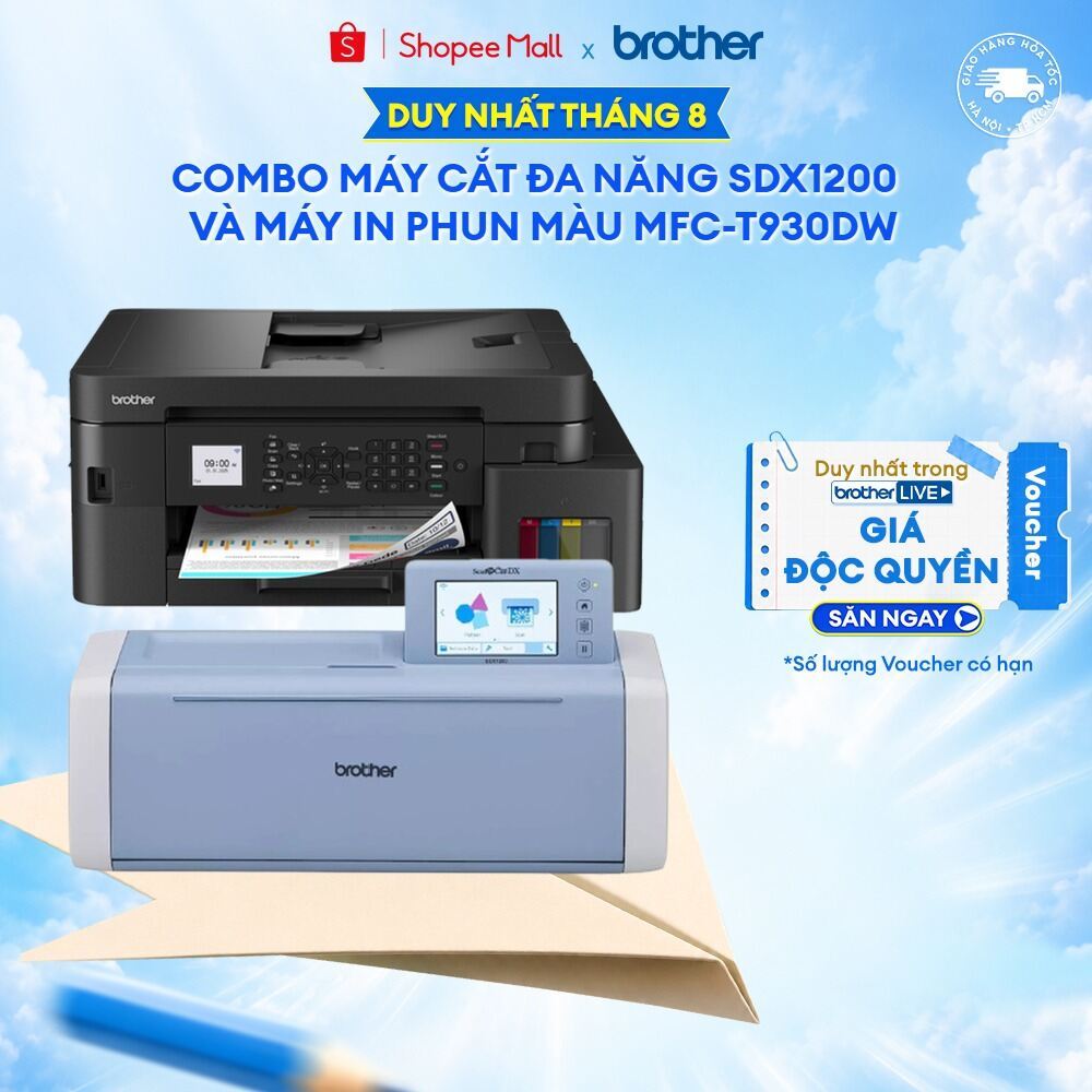 Combo máy cắt SDX1200 + máy in MFC-T930DW