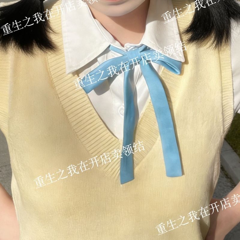 [Dây cổ tay cầm dài] Jk Free Sweet Dễ thương Áo sơ mi màu trơn Đồng phục Thủy thủ Bộ đồ cổ Bộ đồ hoa Phù hợp với mọi thứ nhỏ nhặt 8.17