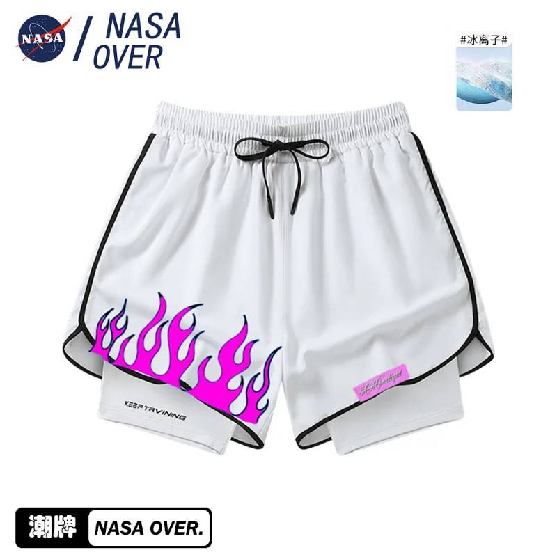 American Fake Two-Piece Shorts Swimming Basketball Shorts Training Workout Pants Fitness Summer Men 