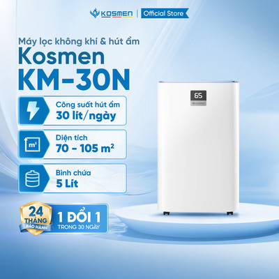 [KOL LIVE] Máy Lọc Không Khí Và Hút Ẩm Kosmen KM-30N, Lọc Chuyên Sâu, Kết Nối Wifi Bằng App - Hàng Chính Hãng