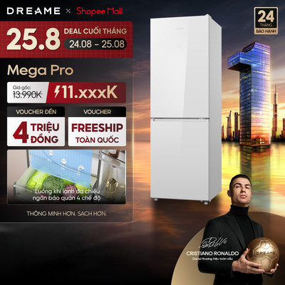 Dreame Mega Pro 409L Tủ lạnh ngăn đá dưới | Luồng khí lạnh đa chiều | Ngăn bảo quản 4 chế độ | BH 24 tháng