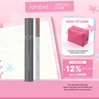 Combo Mascara Romand Han All Fix Mascara 7g + Chì kẻ mày ngang Romand Han All Flat Brow 0.17g