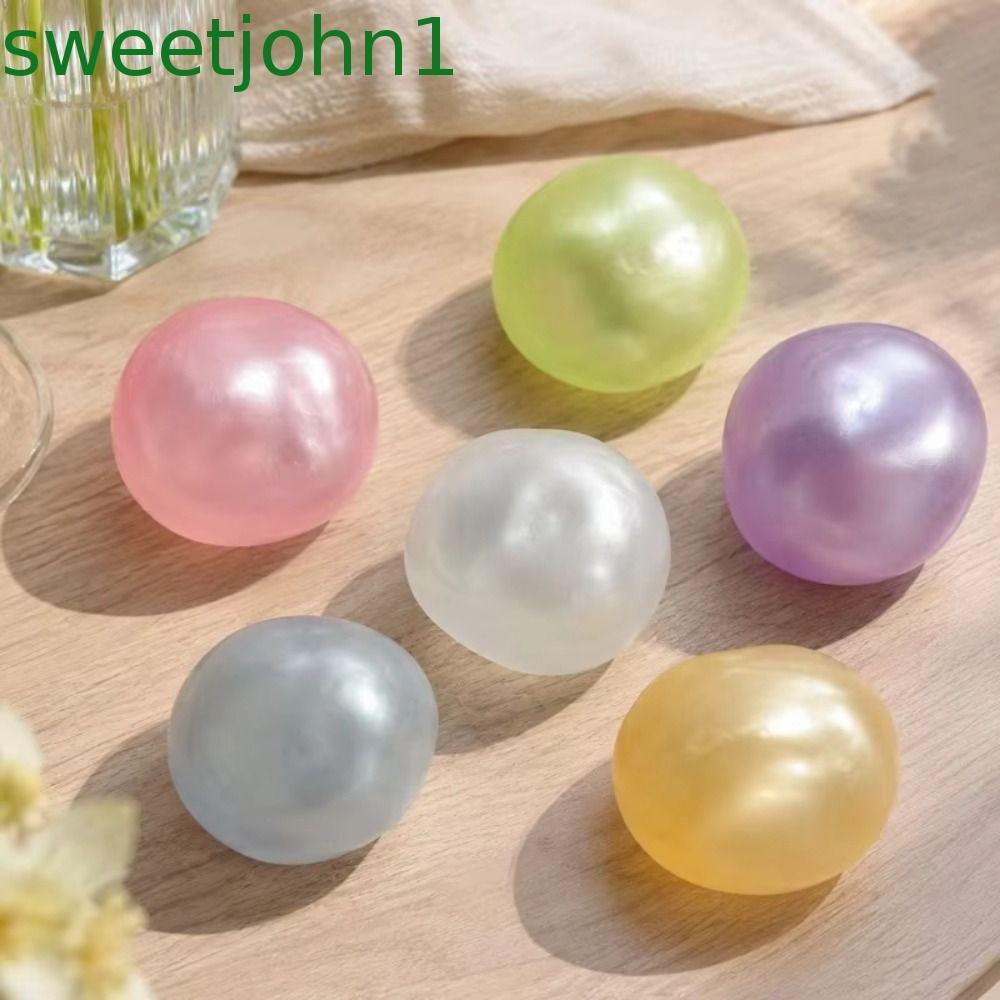 SWEETJOHN Dầu dừa Squishy Ball, Bóng mềm màu xanh Đồ chơi bóp nhanh, Di động trong suốt Jelly trong 
