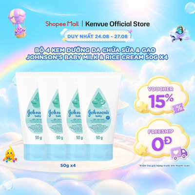 Combo 4 Kem Dưỡng Da Chứa Sữa & Gạo Johnson's Baby Milk & Rice Baby Cream 50g