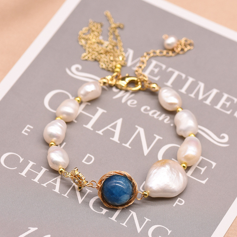 Vòng tay Kyanite ngọc trai Baroque tự nhiên