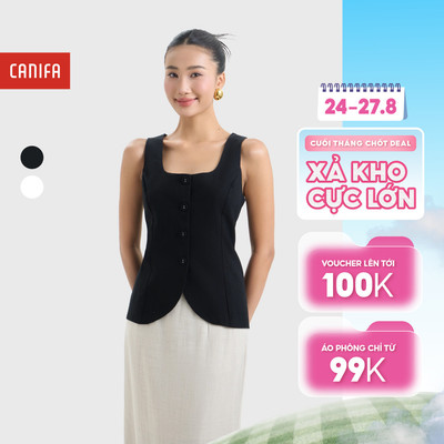 Áo gile nữ sát nách dáng suông có đai thắt eo, có lớp lót phù hợp đi chơi, dạo phố CANIFA 6TO26S005