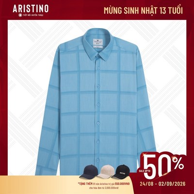 ÁO SƠ MI DÀI TAY ARISTINO MÀU XANH DƯƠNG KẺ ALS14002