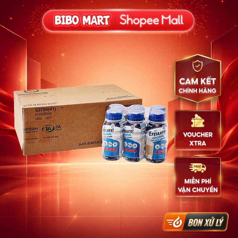 [LIVE] Thùng sữa nước Ensure Vani 237ml (4 lốc/thùng) - BM001.1