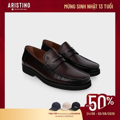 [Aristino x Đăng Khôi] Giày Loafer Da Nam Aristino Business Nâu 1SH0270Z2