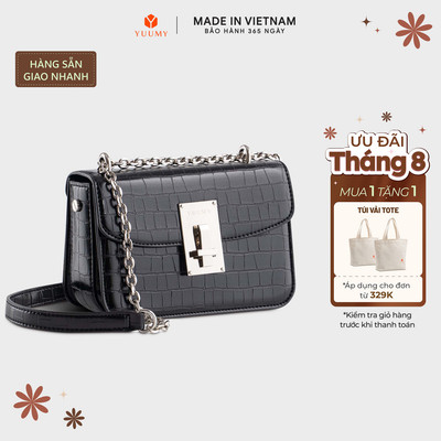 Túi Yuumy (Thời trang nữ phối khóa trang trí size 18 - Túi đeo chéo da Verein YN186)