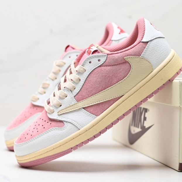 AJ1 Barb Travis Scott x Air Jordan 1 Reverse Mocha AJ1 Joe 1 Joint Barb giày bóng rổ văn hóa thấp