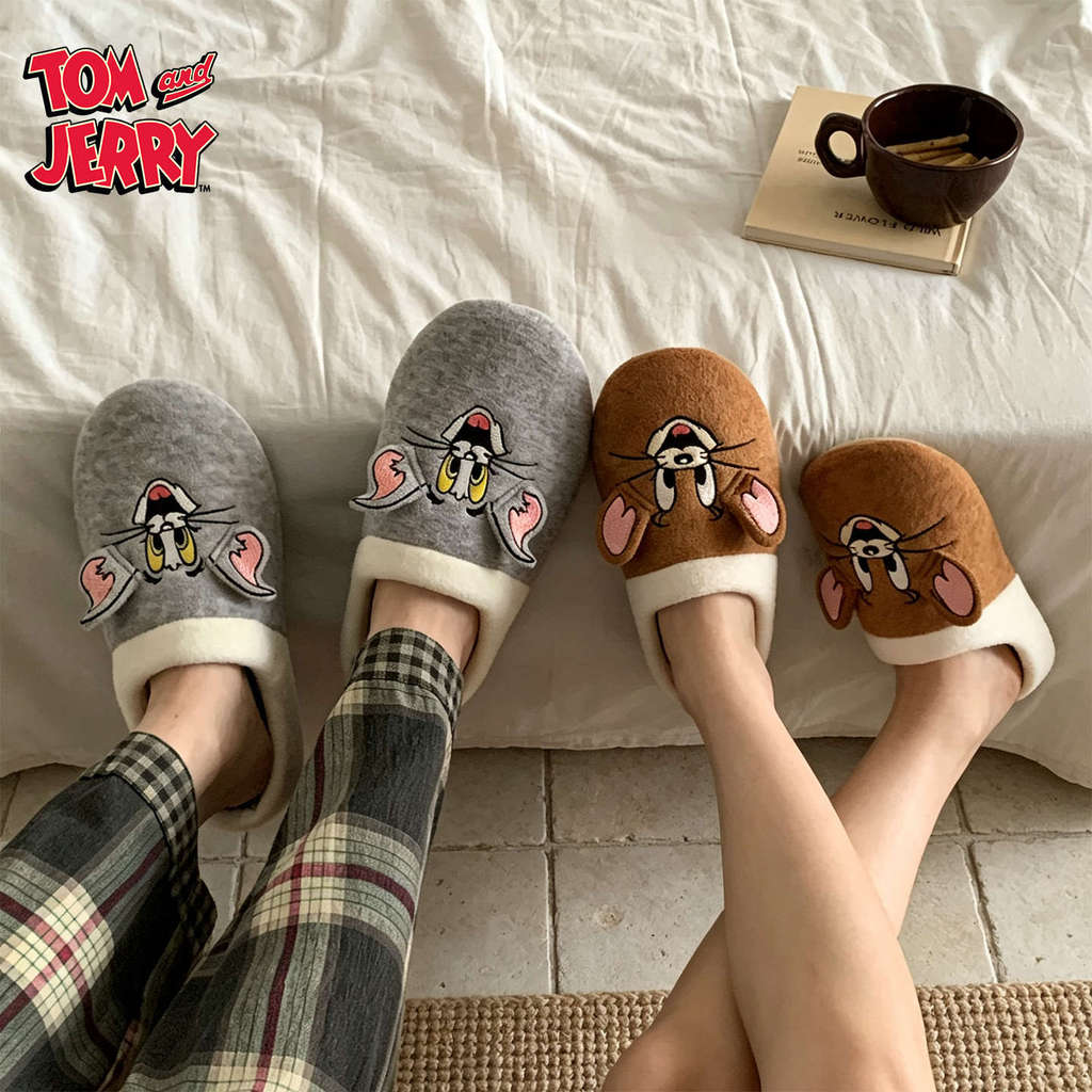 XIXITIAO Dép bông nam nữ mùa thu đông tại nhà, sáng tạo Tom mèo Jerry chuột chính hãng Tom và Jerry