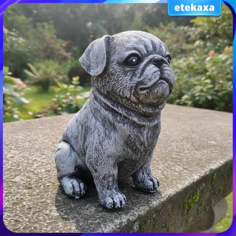 Tượng Pug phong hóa, mô hình chó Pug dễ thương, tượng chó thực tế để bàn, kệ