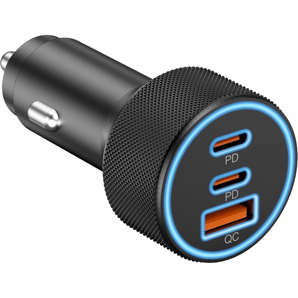 Car Charger USB C, 3-Port 67W Dual USB-C & USB-A Car Phone Charger Accessories Power Adapter Fast Ch