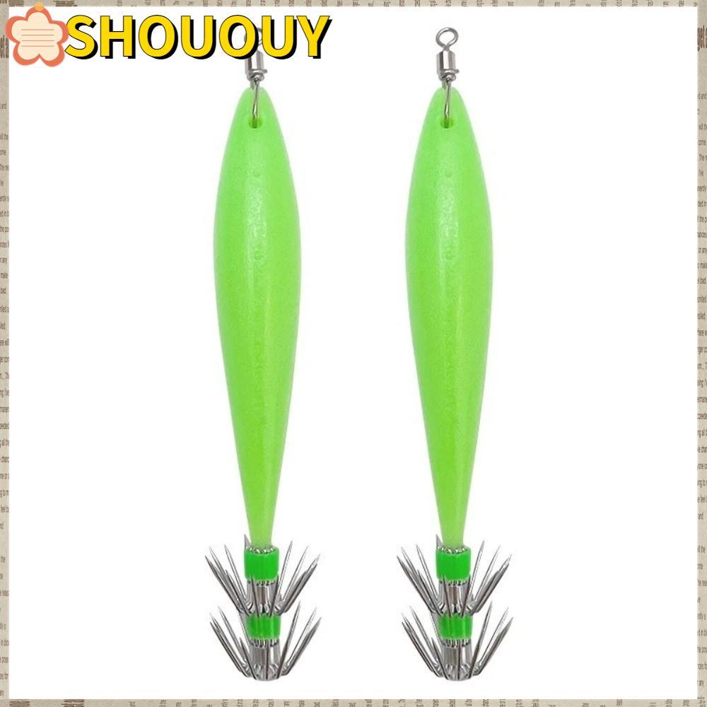 SKOOUY Glow Squid Jig Hook, Glow In The Dark Octopus Style Octopus Jig Hook, Bộ nhiều móc bền 5 chiế