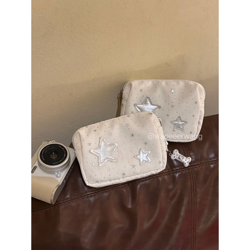 | 【mini cosmetic bags】 | travel cosmetic bags makeup bags ✫Ngôi Sao Bạc Túi Đựng Mỹ Phẩm Đi Chơi Di 