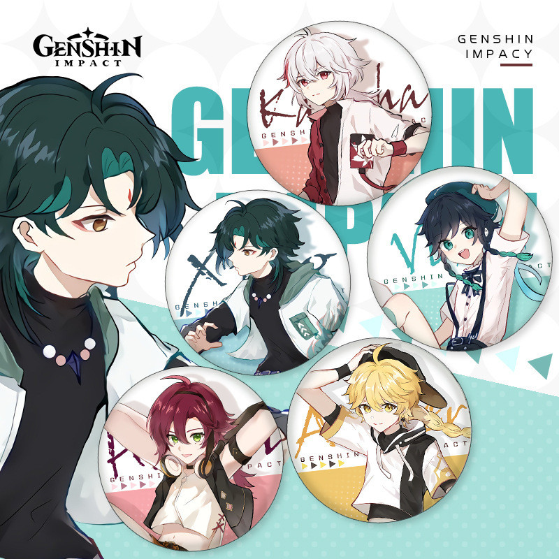 Hàng sẵn có Genshin Impact Style Elements Youth Series Chủ đề Kazuha Straw Venti Huy hiệu Hai chiều 