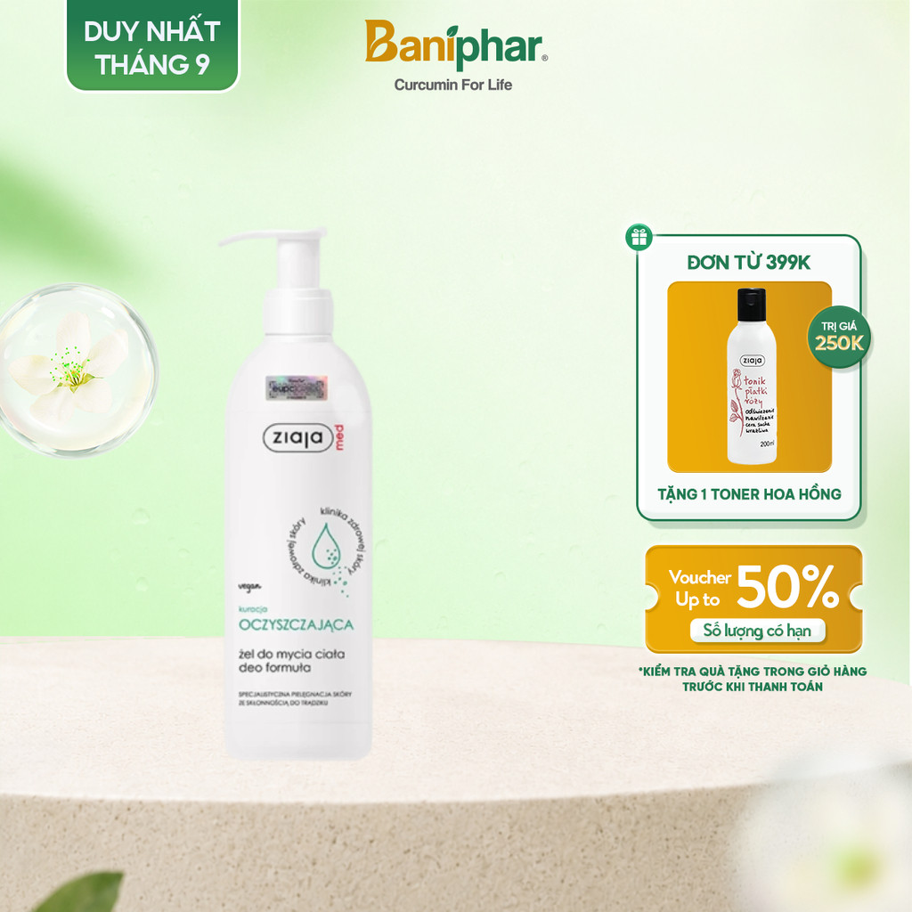 [Chính Hãng] Gel tắm Ziaja Med Kuracja ngừa khuẩn làm sạch cơ thể 400ml