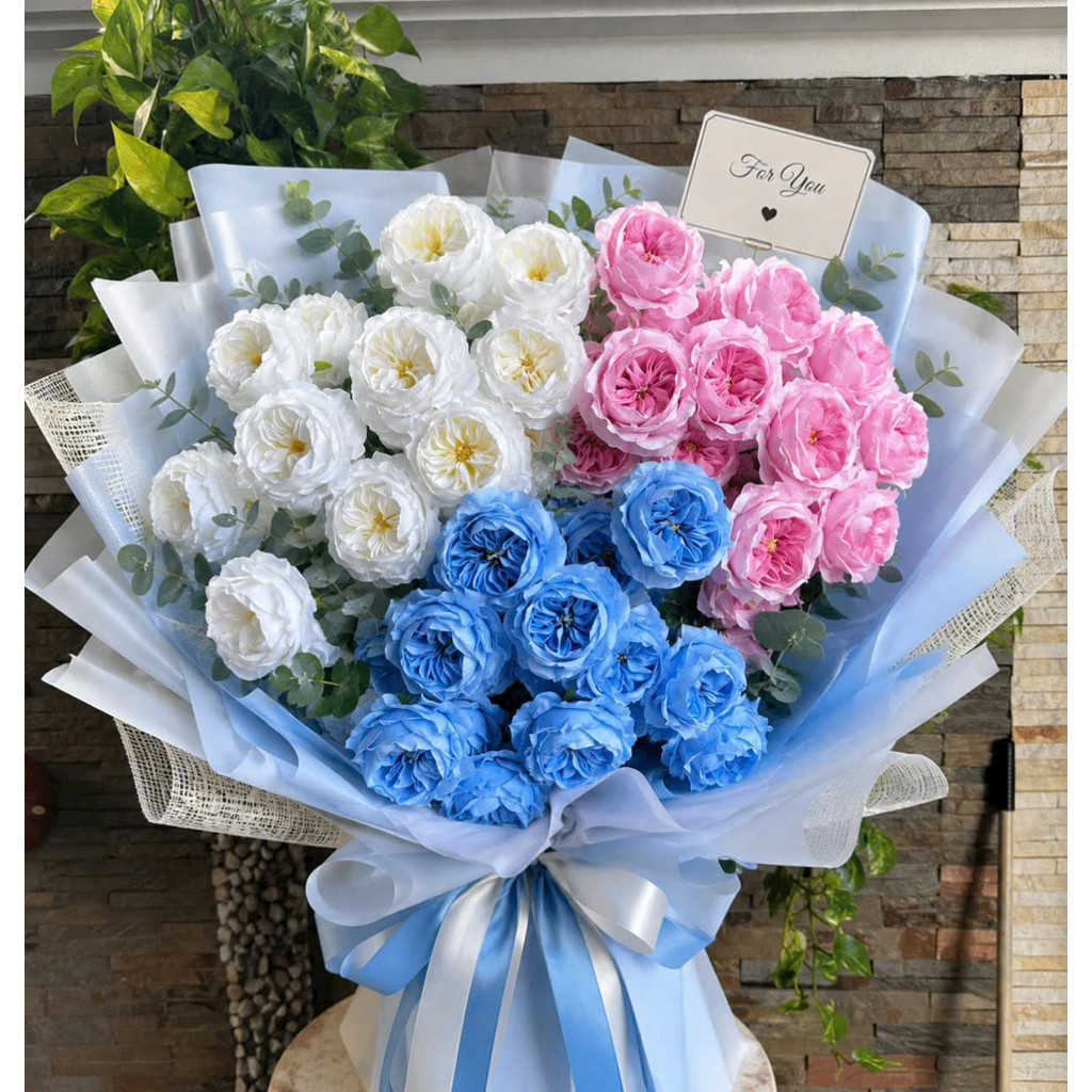 Cành Hồng Ohara (Trà xoáy vip) nhân tạo 3 bông dài 70 cm