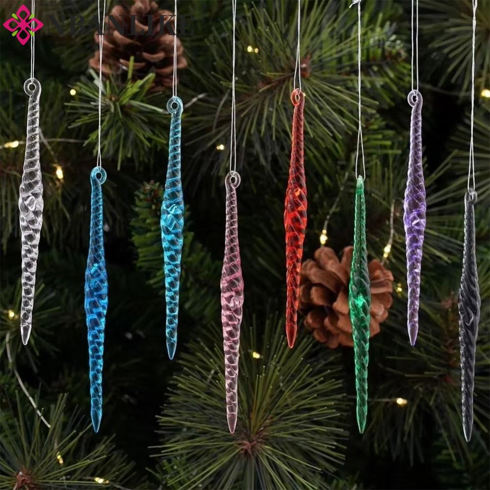 NBANLIKE 12 Cái Bộ Mặt Dây Icicle Giáng Sinh, Acrylic Trong Suốt Chống Vỡ Cây Giáng Sinh Đồ Trang Tr