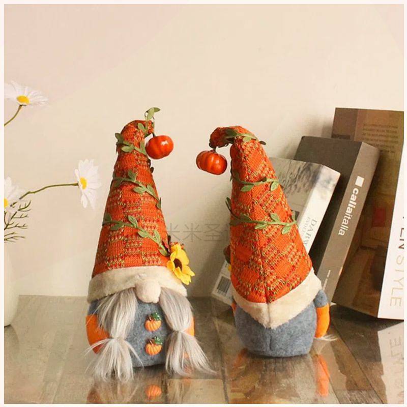 Willow Leaf Pumpkin Sunflower Faceless Doll Dwarf Ornaments Show Window Decoration Willow Leaf Pumpk