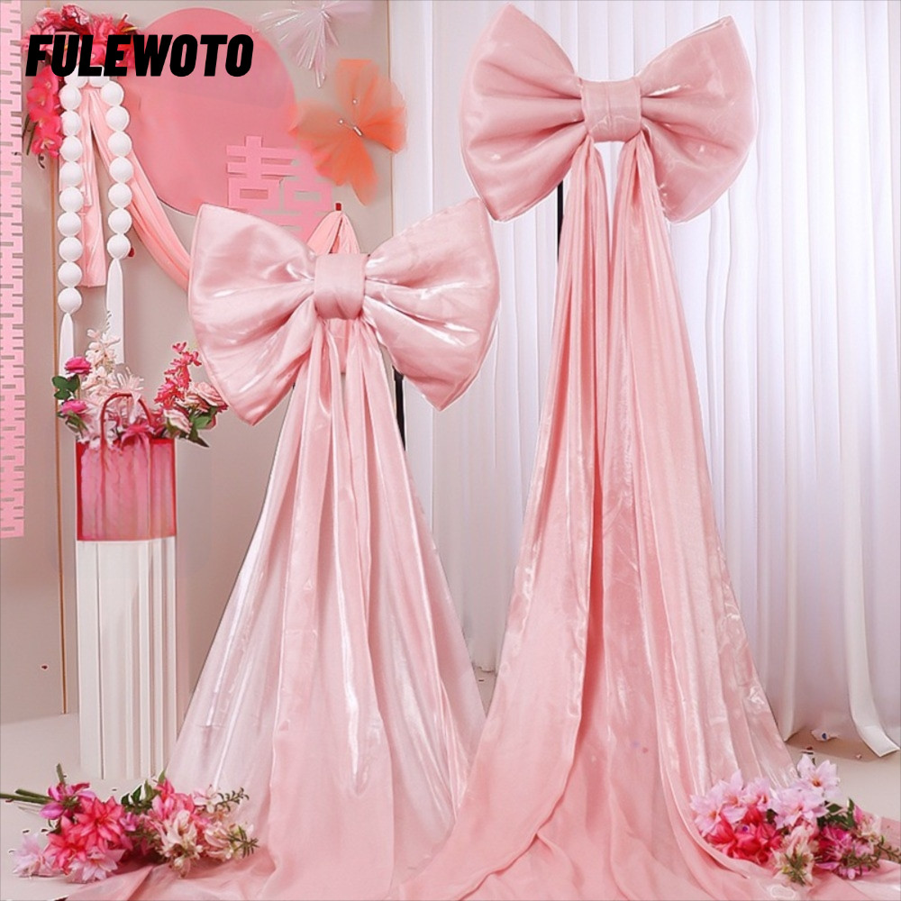 FILEWOTO Giant Bow Wall Backdrop, Drift strip 3 mét Wine Red B Bow Wall Decor, Arrival Màu Champagne