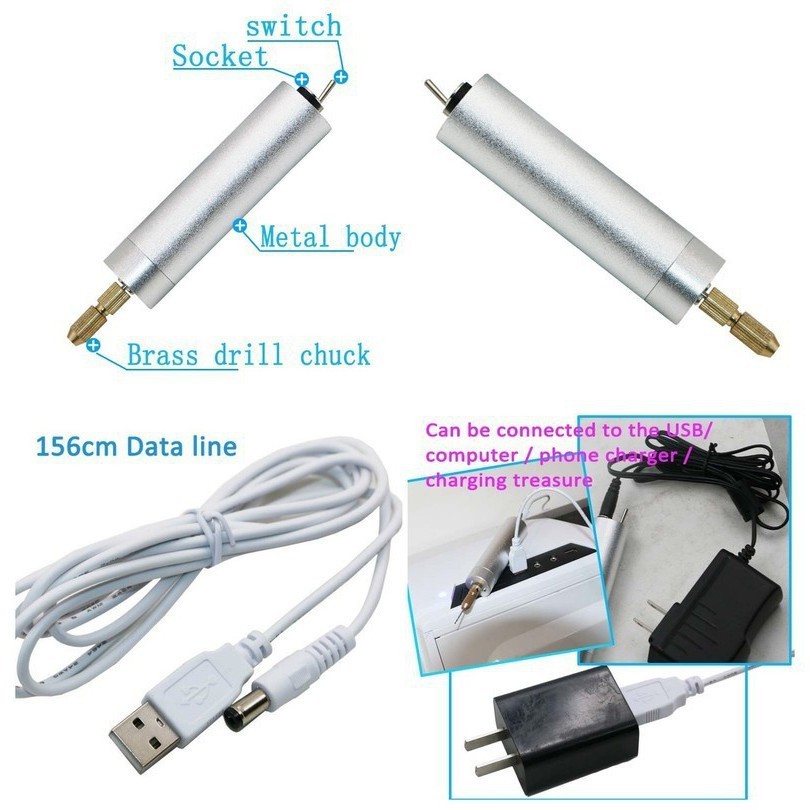 Bộ máy khoan mài mini dùng dây cáp USB 5VDC