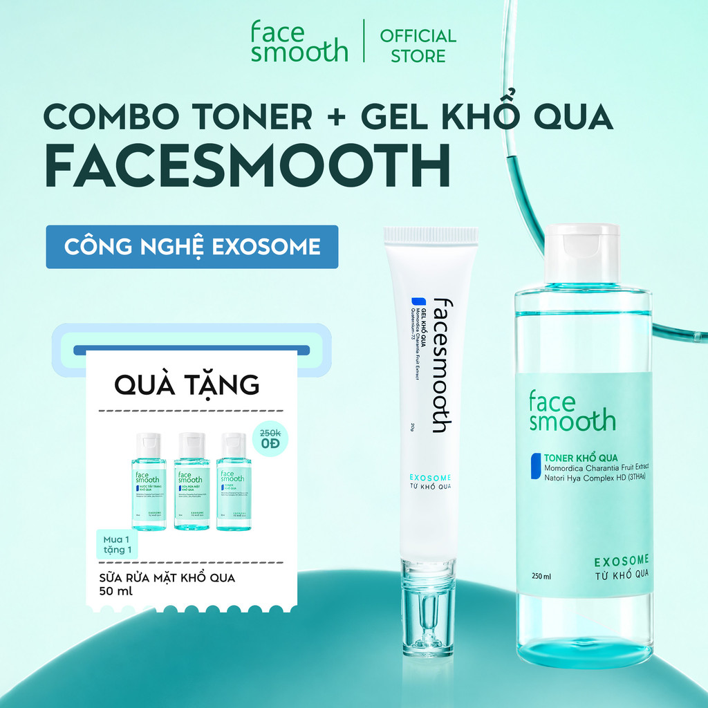 Combo Gel Chấm Mụn 20g + Toner 250ml Facesmooth Khổ Qua Cho Da Dầu Mụn - Cấp Ẩm, Làm Dịu, Hỗ Trợ Cải Thiện Da Mụn