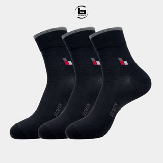  COMBO 3 ĐÔI Tất Công Sở Nam Cổ Trung Bizmen Cotton thấm hút thoáng mát co giãn kháng khuẩn - BSC004EDP03 