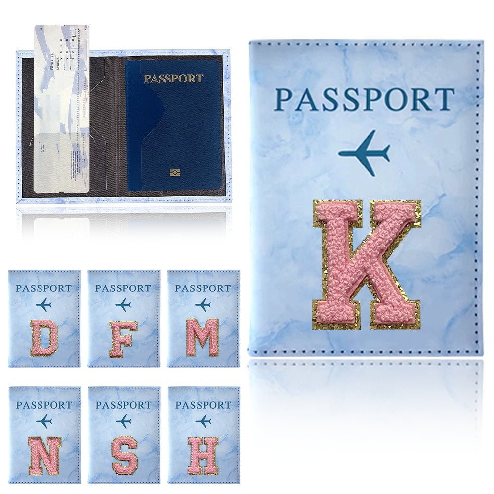 Blue Passport cover custom card holder travel document organizer anti-magnetic protective cover port