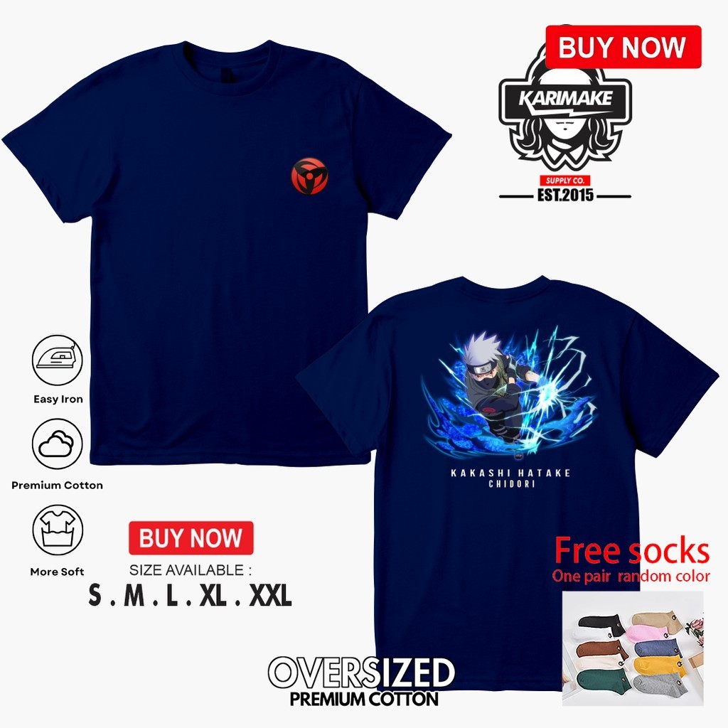 Áo thun Karimake Anime Naruto Kakashi Hatake Chidori - Phù hợp unisex