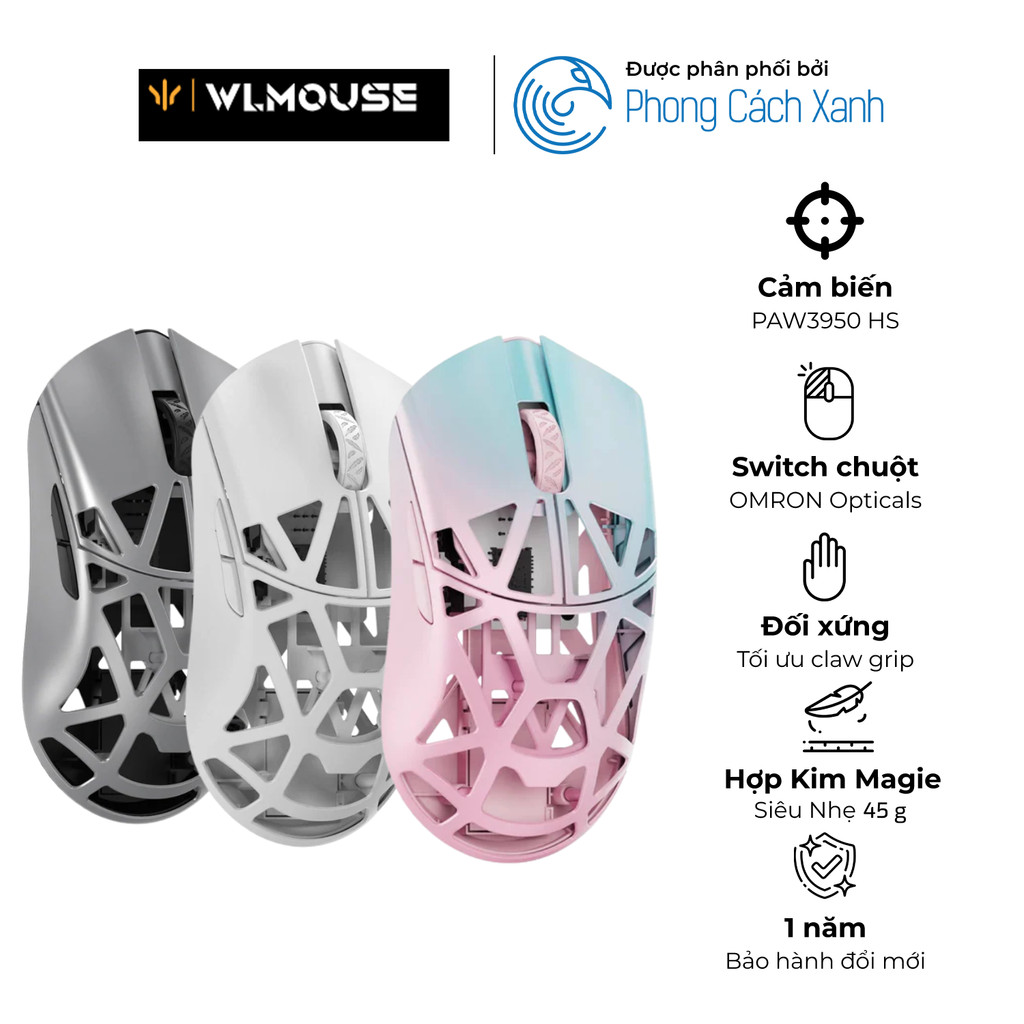 WLmouse Beast X Max – Chuột không dây magnesium - Solid Sides - Hàng Chính Hãng