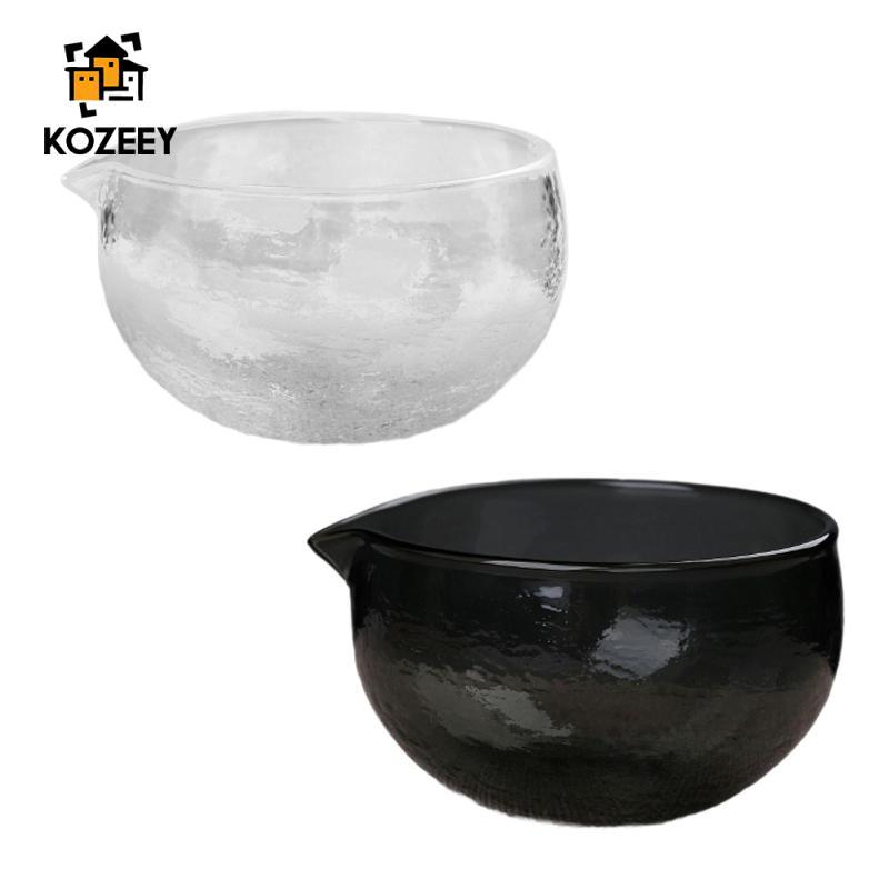 KOZEEY Ceremonial Chawan Glass Matcha Bát có vòi rót, Quà tặng 13,5, Bát trà, Hỗn hợp Chawan nghi lễ